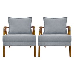 Kit 2 Poltronas Decorativas Reforçadas Shine para Sala Recepção Escritório Tecido Bouclé Premium - 1