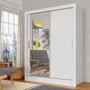 Ver imagem 2 de Guarda Roupa Solteiro com Espelho Nanda 2 Pts Branco - M. Arapongas Branco