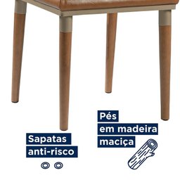 Kit 2 Cadeiras Couro Sintético e Pés em Madeira Maciça Isa - 8