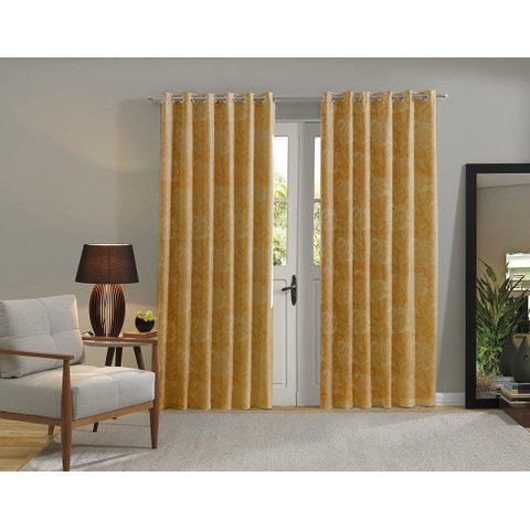 Cortina Jacquard Para Sala/quarto 200x180| Admirare:Dourado