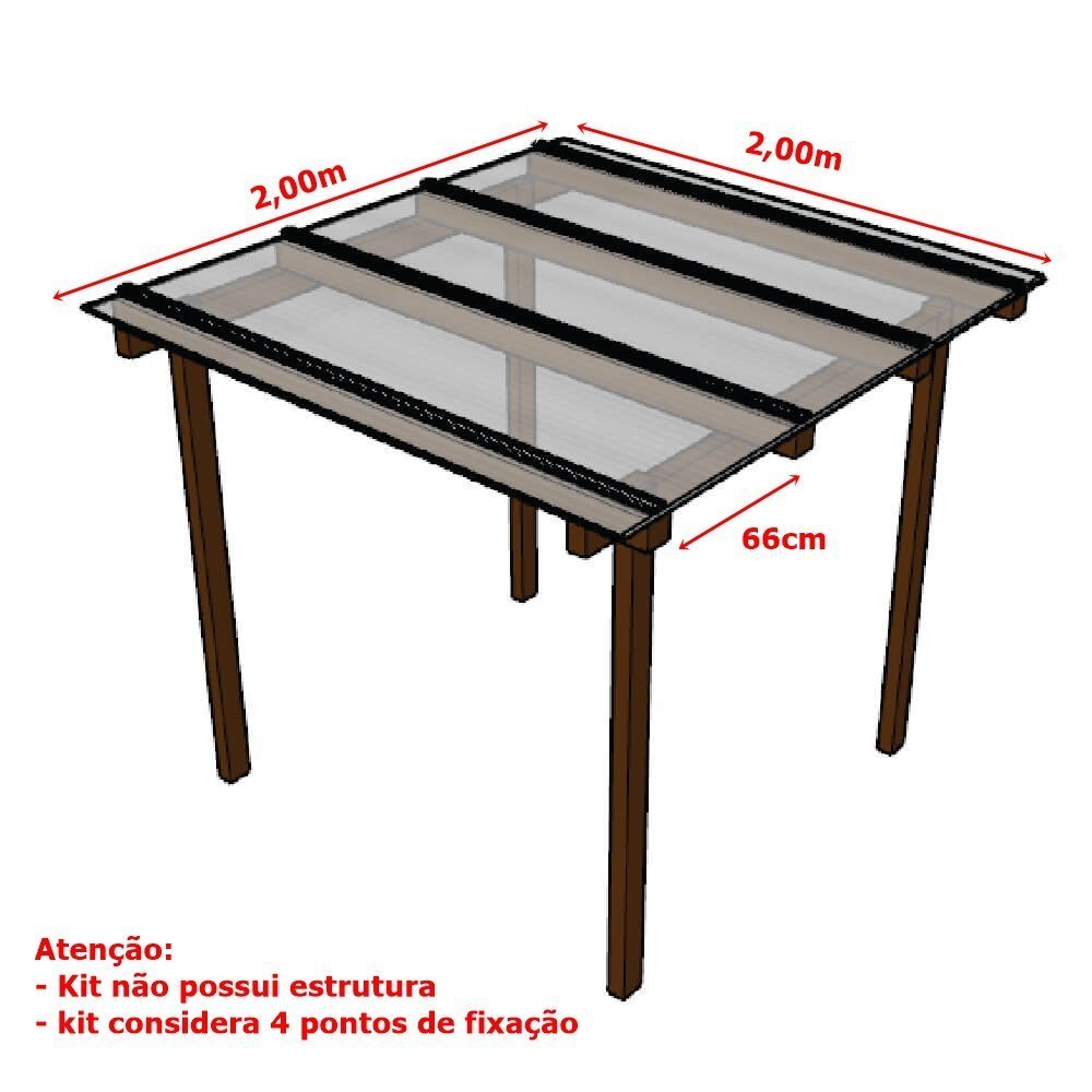 Ver imagem 2 de Cobertura Policarbonato Alveolar 2,00m x 2,00m - Cristal 6mm