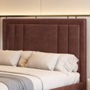 Ver imagem 1 de Cabeceira Cama Casal Bordada Courino 146cm Florença Mogno