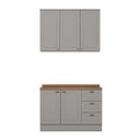 Ver imagem 2 de Cozinha Compacta 2 Peças 100% MDF com Balcão Pia e Tampo Cinza/Nature Americana