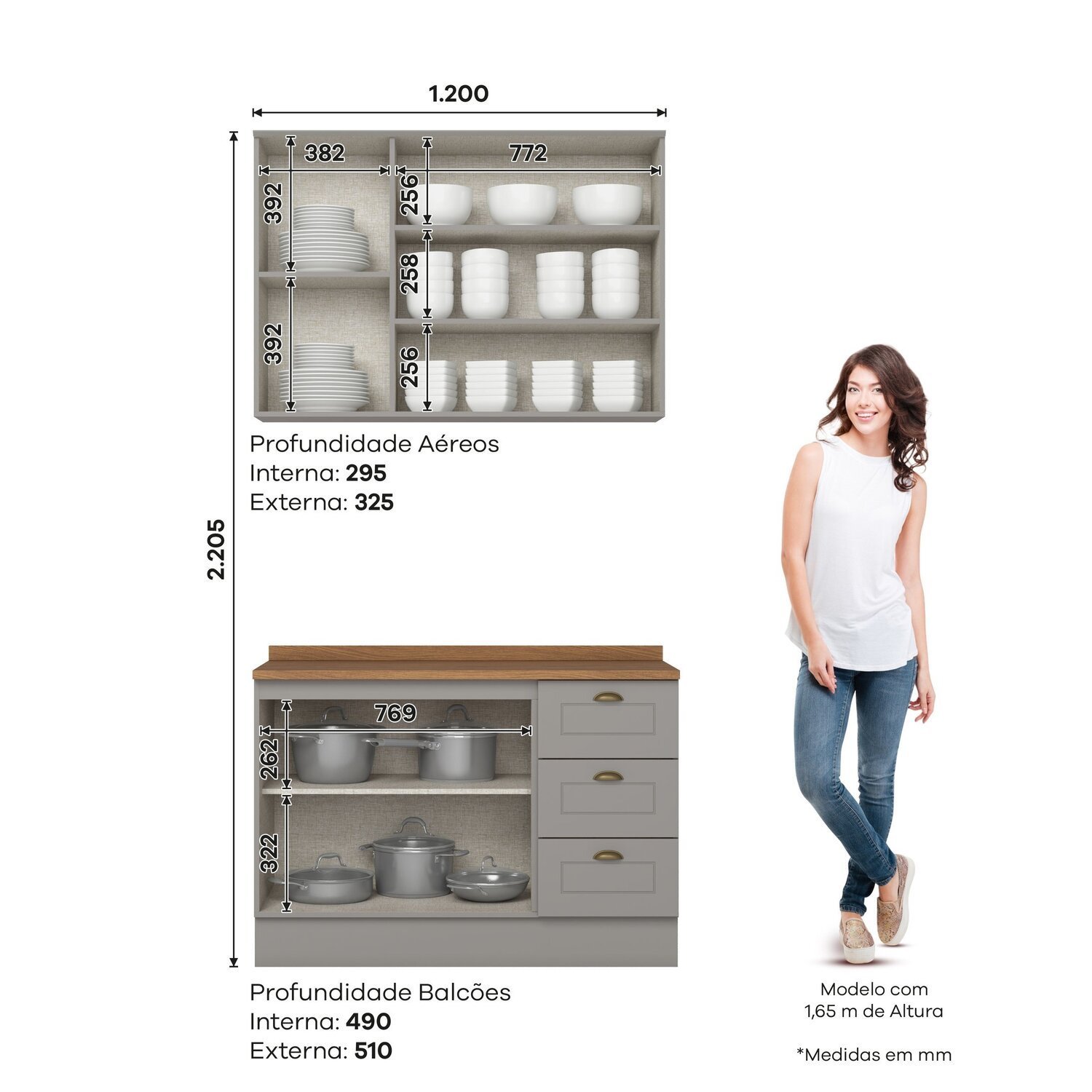 Cozinha Compacta 2 Peças 100% Mdf com Tampo Americana - 4