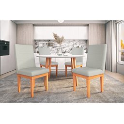 Cadeira de Jantar Reforçada Estofada - Balaqui Decor Cor:Linho Cinza Claro - 2