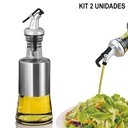 Ver imagem 2 de Kit 2x Galheteiro de Vidro e Aço Inoxidável 200ml Porta Azeite Vinagre Óleo com Bico Dosador