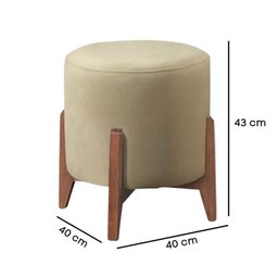 Puff Estofado Decorativo para Sala Redondo Paris Linho Cor:bege - 3