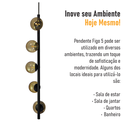 Ver imagem 5 de Lustre Vertical Figo Preto - 5 Globos Esfera de Vidro Âmbar