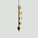 Ver imagem 2 de Lustre Vertical Figo Preto - 5 Globos Esfera de Vidro Âmbar