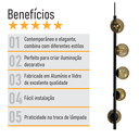 Ver imagem 4 de Lustre Vertical Figo Preto - 5 Globos Esfera de Vidro Âmbar
