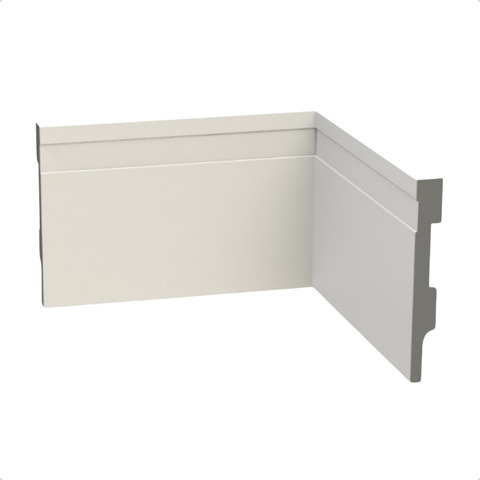 Kit 1 Rodapé Poliestireno 10cm X 2m Acabamento Moderno Cor:branco Frisado