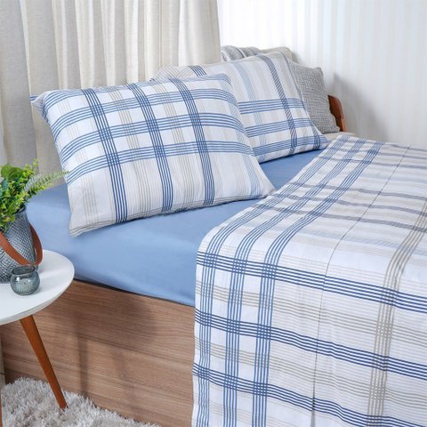 Jogo de Cama Solteiro 3 Pçs 150 Fios Super Macio 100% Algodão Chess