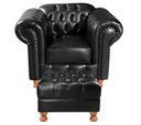 Ver imagem 1 de Poltrona Chesterfield com Puff Capitonê Luís Xv Preto
