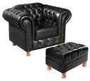 Ver imagem 2 de Poltrona Chesterfield com Puff Capitonê Luís Xv Preto