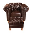 Ver imagem 2 de Poltrona Chesterfield com Puff Capitonê Luís Xv Marrom Café