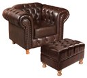 Ver imagem 1 de Poltrona Chesterfield com Puff Capitonê Luís Xv Marrom Café