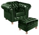 Ver imagem 1 de Poltrona Chesterfield com Puff Capitonê Luís Xv Verde