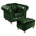 Ver imagem 1 de Poltrona Chesterfield com Puff Capitonê Luís Xv Verde
