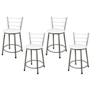 4 Banquetas Baixa para Cozinha Epoxi Cinza:branco