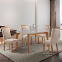 Ver imagem 2 de Mesa de Jantar Liz 120 cm Tampo MDF Vidro Canto Copo com 4 Cadeira Aline