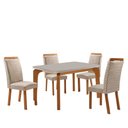 Ver imagem 1 de Mesa de Jantar Liz 120 cm Tampo MDF Vidro Canto Copo com 4 Cadeira Aline