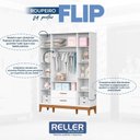 Ver imagem 5 de Guarda Roupa Infantil Flip 4 Portas com Cômoda Gaveteiro Infantil Flip Branco Acetinado - Reller