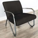 Ver imagem 6 de Kit Namoradeira + 2 Poltronas Decorativa Bela Couro Preto Braço Cromado