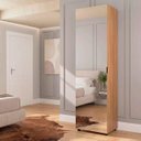 Ver imagem 1 de Sapateira 60cm com Espelho Versa Home Marrom/Branco/Freijó