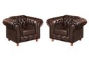 Ver imagem 1 de Conjunto 2 Poltronas Luis Xv Chesterfield Vintage Molas Ensacadas Marrom Café