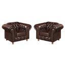 Ver imagem 1 de Conjunto 2 Poltronas Luis Xv Chesterfield Vintage Molas Ensacadas