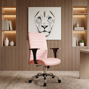 Ver imagem 1 de Cadeira Escritório Ergonômica Rosa Cromada Nr17 Apoio Lombar Giratória Couro Sintético