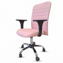 Ver imagem 3 de Cadeira Escritório Ergonômica Rosa Cromada Nr17 Apoio Lombar Giratória Couro Sintético