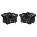 Ver imagem 1 de Conjunto 2 Poltronas Luis Xv Chesterfield Vintage Molas Ensacadas