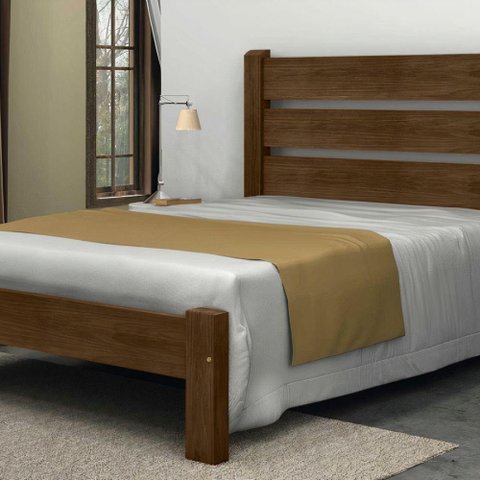 Cama Queen Size Berlim de Madeira Maciça Angelim Imbuia