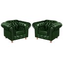 Ver imagem 1 de Conjunto 2 Poltronas Luis Xv Chesterfield Vintage Molas Ensacadas Verde