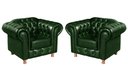 Ver imagem 1 de Conjunto 2 Poltronas Luis Xv Chesterfield Vintage Molas Ensacadas Verde