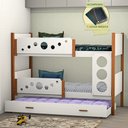 Ver imagem 1 de Beliche Infantil Solteiro Star com Cama Auxiliar Branco com Mel Divaloto Acompanha Lousa Mágica