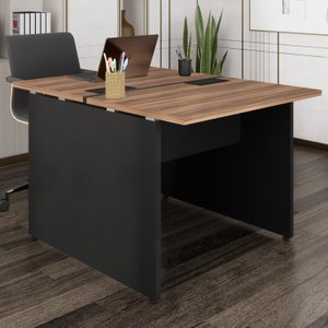 Mesa Escritório Estação Trabalho Plataforma Dupla Pé Painel 90x120cm Espresso Móveis