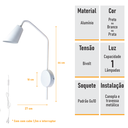 Ver imagem 7 de Arandela de Parede New City C/ Plug e Interruptor - Branco