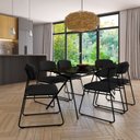 Ver imagem 3 de Cadeira Sala de Jantar Encosto e Assentos Estofados Linho Jaraguá Preto/Fosco/Dunas