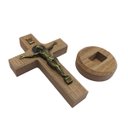 Ver imagem 6 de Crucifixo Cruz de Mesa e Parede Medalha de São Bento Madeira 12 Cm