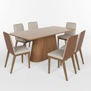 Ver imagem 2 de Conjunto Sala de Jantar Pietra 6 Lugares Tampo MDF Cadeiras Estofadas Caramelo 200cm Móveis Henn