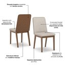 Ver imagem 7 de Conjunto Sala de Jantar Pietra 6 Lugares Tampo MDF Cadeiras Estofadas Caramelo 200cm Móveis Henn