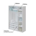 Ver imagem 3 de Guarda Roupa Infantil Wood com 3 Portas - Branco