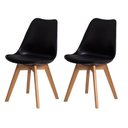 Ver imagem 1 de Kit C/2 Cadeiras Leda – Charles Eames, Saarinen Wood com Almofada Preta