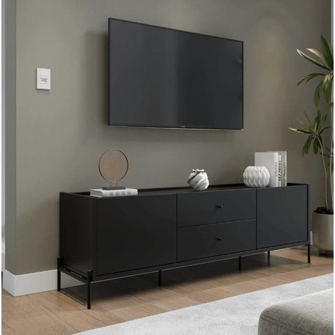 Rack para Tv até 75 Jasper 220cm Preto Fosco Província Preto Fosco