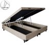Base Box Baú King Bipartido Suede Bege 42x193x203 - 3