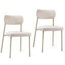 Ver imagem 2 de Kit 2 Cadeiras Sala de Jantar Linho Design Aço Carbono Lavinia Bege/Areia/Champagne
