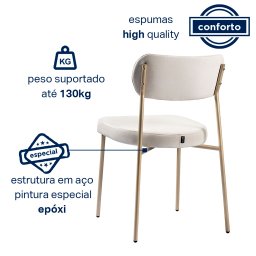 Kit 2 Cadeiras Sala de Jantar Linho Design Aço Carbono Lavinia - 5