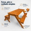 Ver imagem 5 de Banco que Vira Mesa 6 Lugares em Madeira Maciça Mel